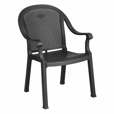 GROSFILLEX US720002 Sumatra Charcoal Classic Stacking Resin Armchair - Pack of 4, 4PK 383US720002PK